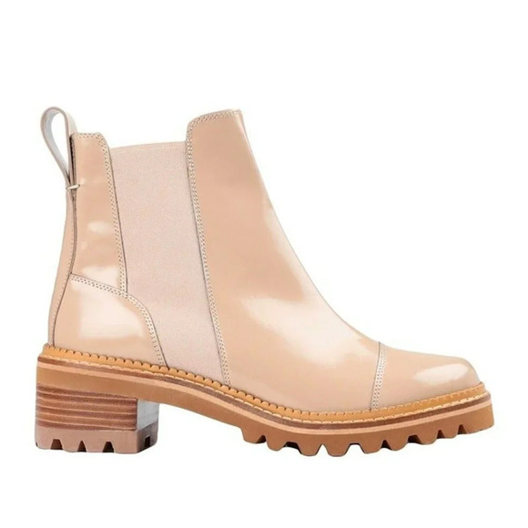 See By Chloe Women's Mallory Leather Chelsea Boots Beige Size 37 EU (MSRP $475) - Picture 1 of 10